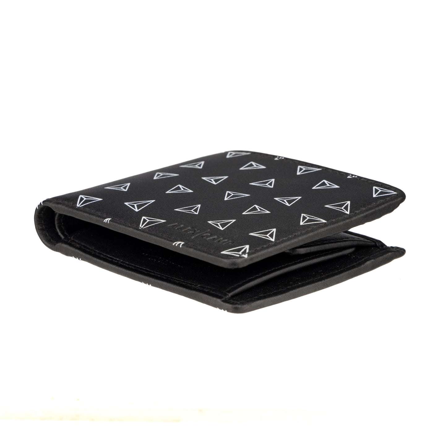 Leather Wallet for Men's Slim Bilfold 4 Card Slots Triangle print RFID Technology