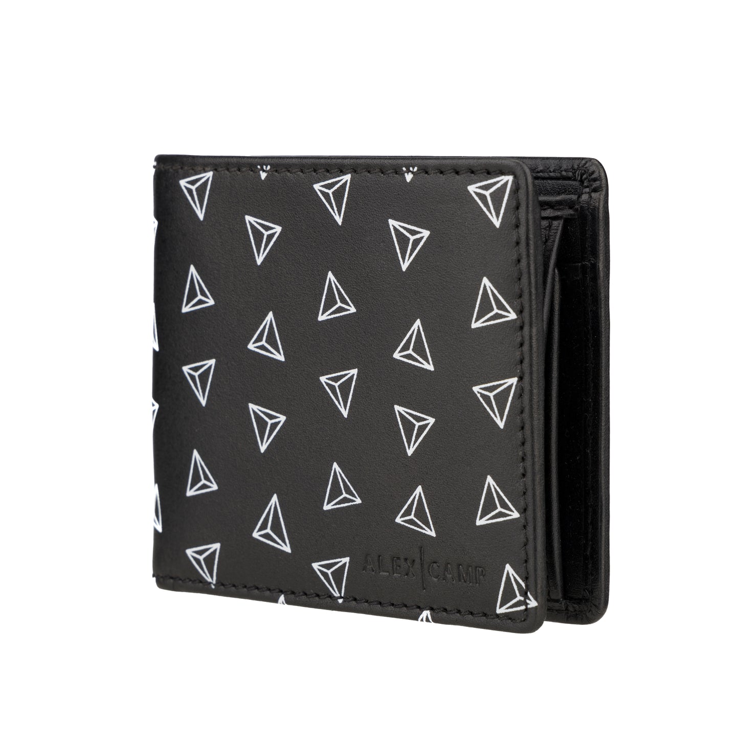 Leather Wallet for Men's Slim Bilfold 4 Card Slots Triangle print RFID Technology