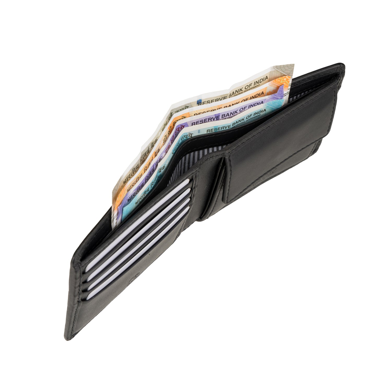 Leather Wallet for Men's Slim Bilfold 4 Card Slots Triangle print RFID Technology