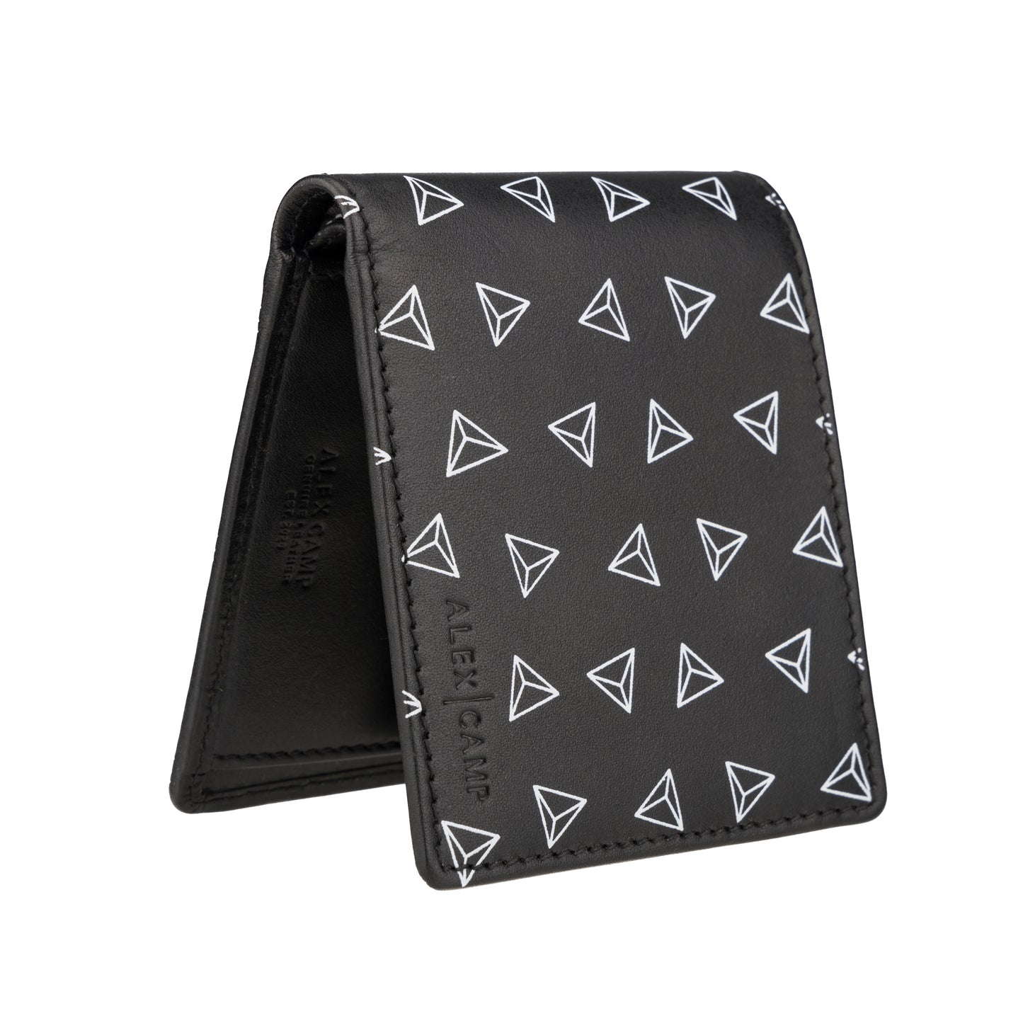Leather Wallet for Men's Slim Bilfold 4 Card Slots Triangle print RFID Technology