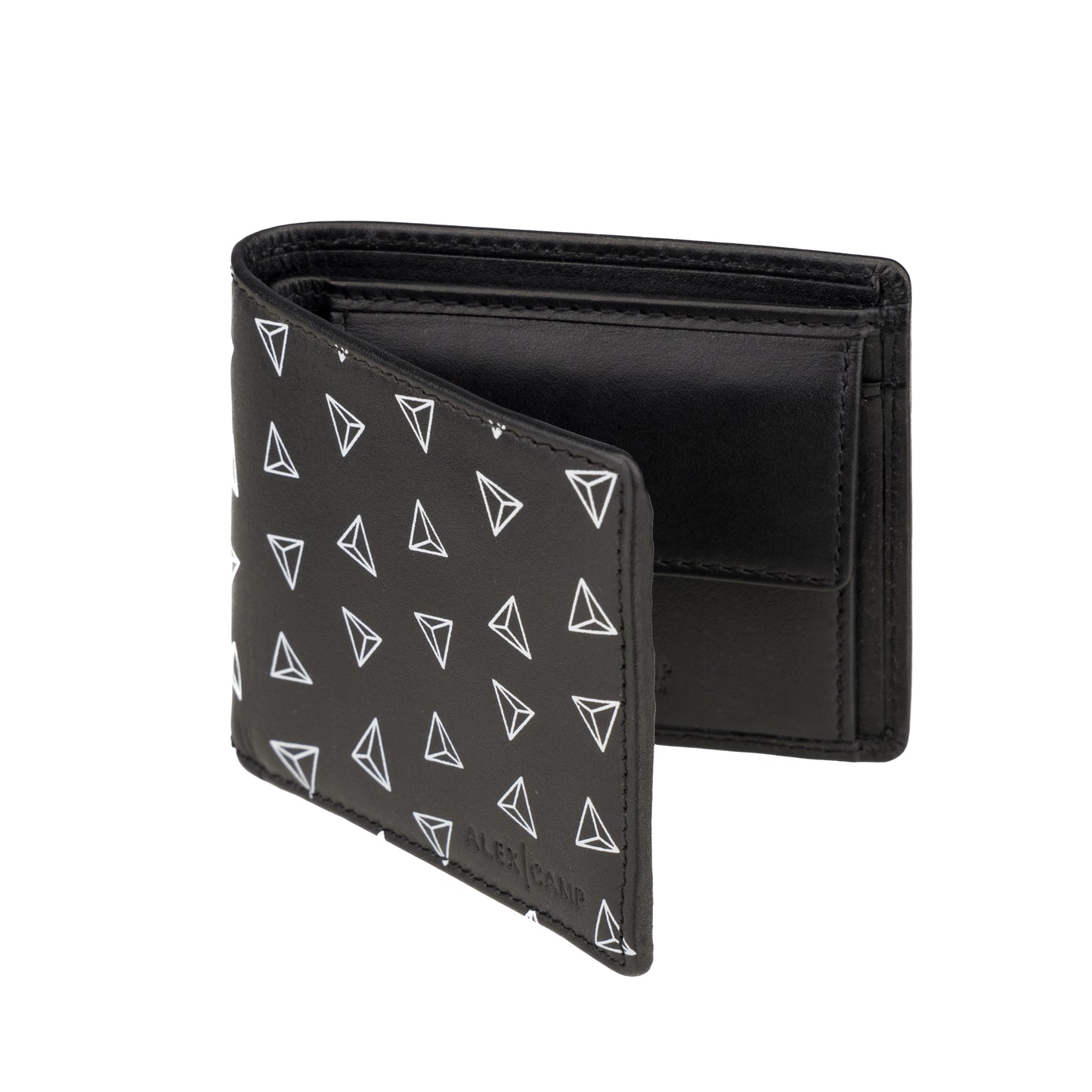Leather Wallet for Men's Slim Bilfold 4 Card Slots Triangle print RFID Technology
