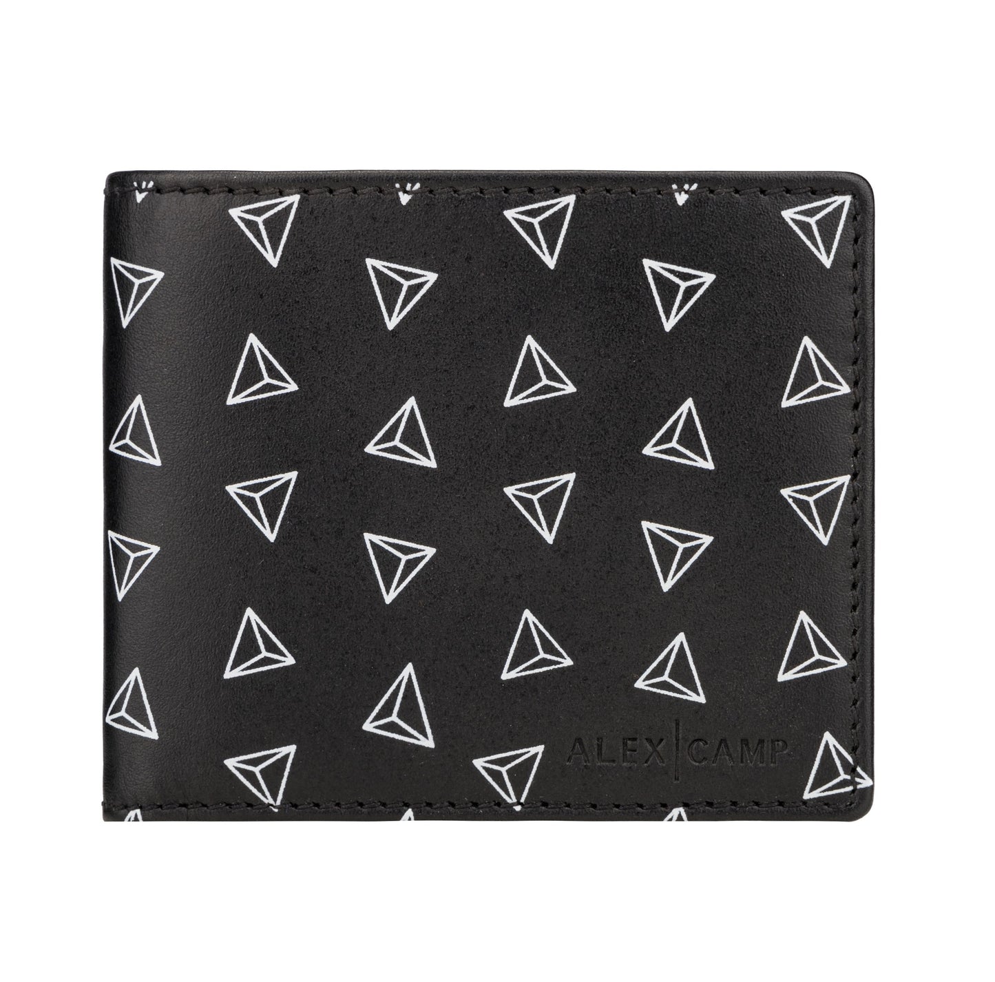 Leather Wallet for Men's Slim Bilfold 4 Card Slots Triangle print RFID Technology