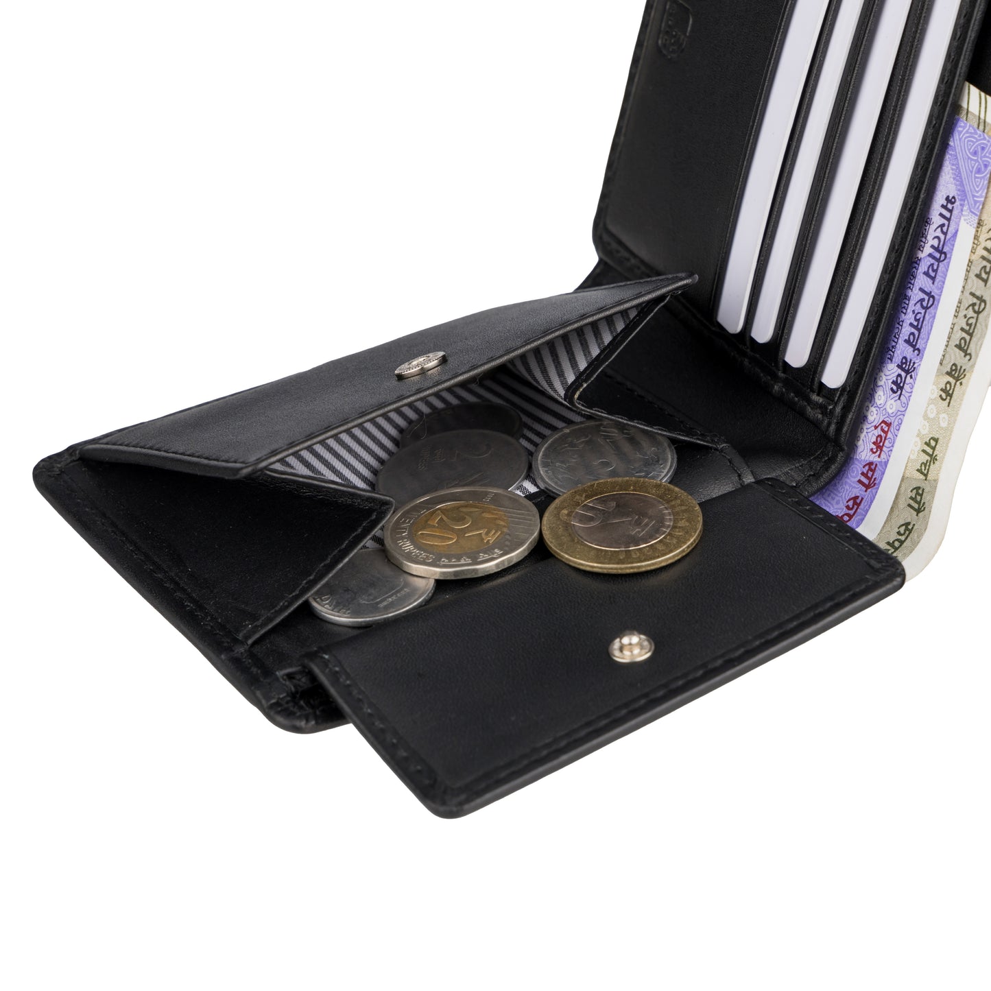 Leather Wallet for Men's Slim Bilfold 4 Card Slots Triangle print RFID Technology